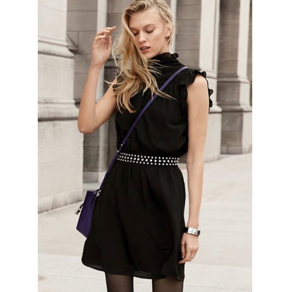 Michael Kors Studded Ruffled Chiffon Dress